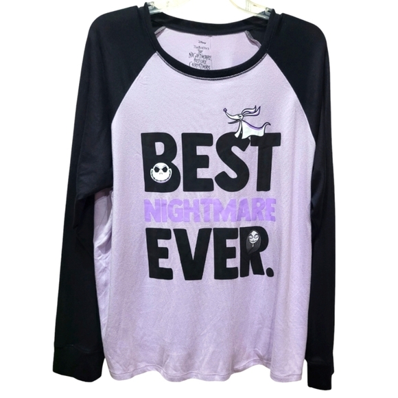 NWT XL DISNEY Graphic "Best Nightmare Ever" Long Sleeve Pajama Shirt - Picture 4 of 7